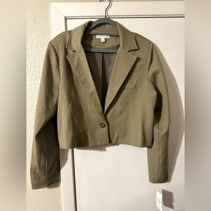 And Now This Olive Green Cropped Blazer